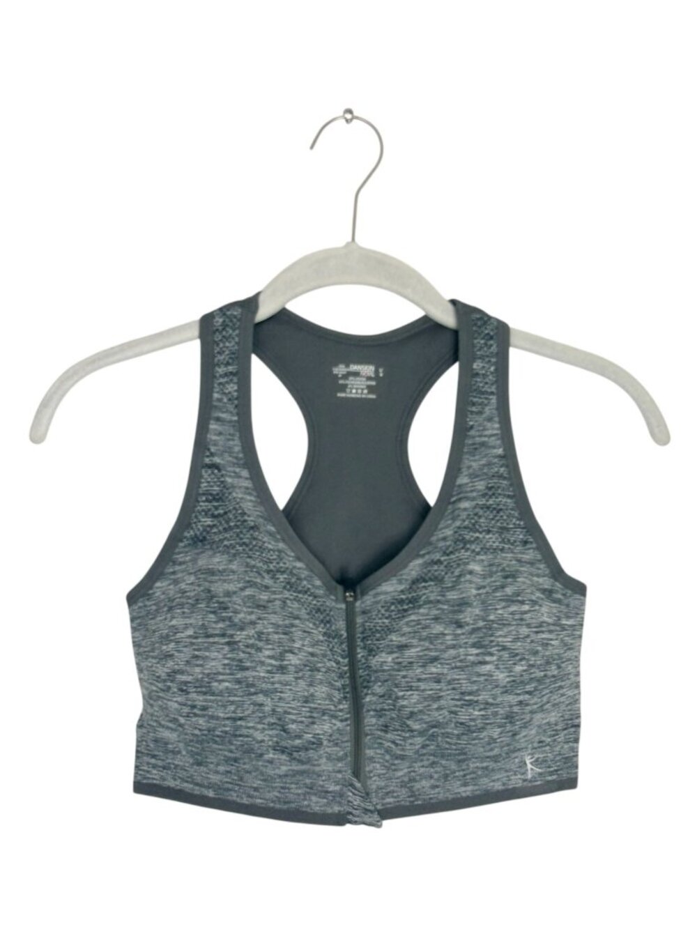 Danskin Now Zip Front Racerback Sports Bra in Grey Heather - Sz L